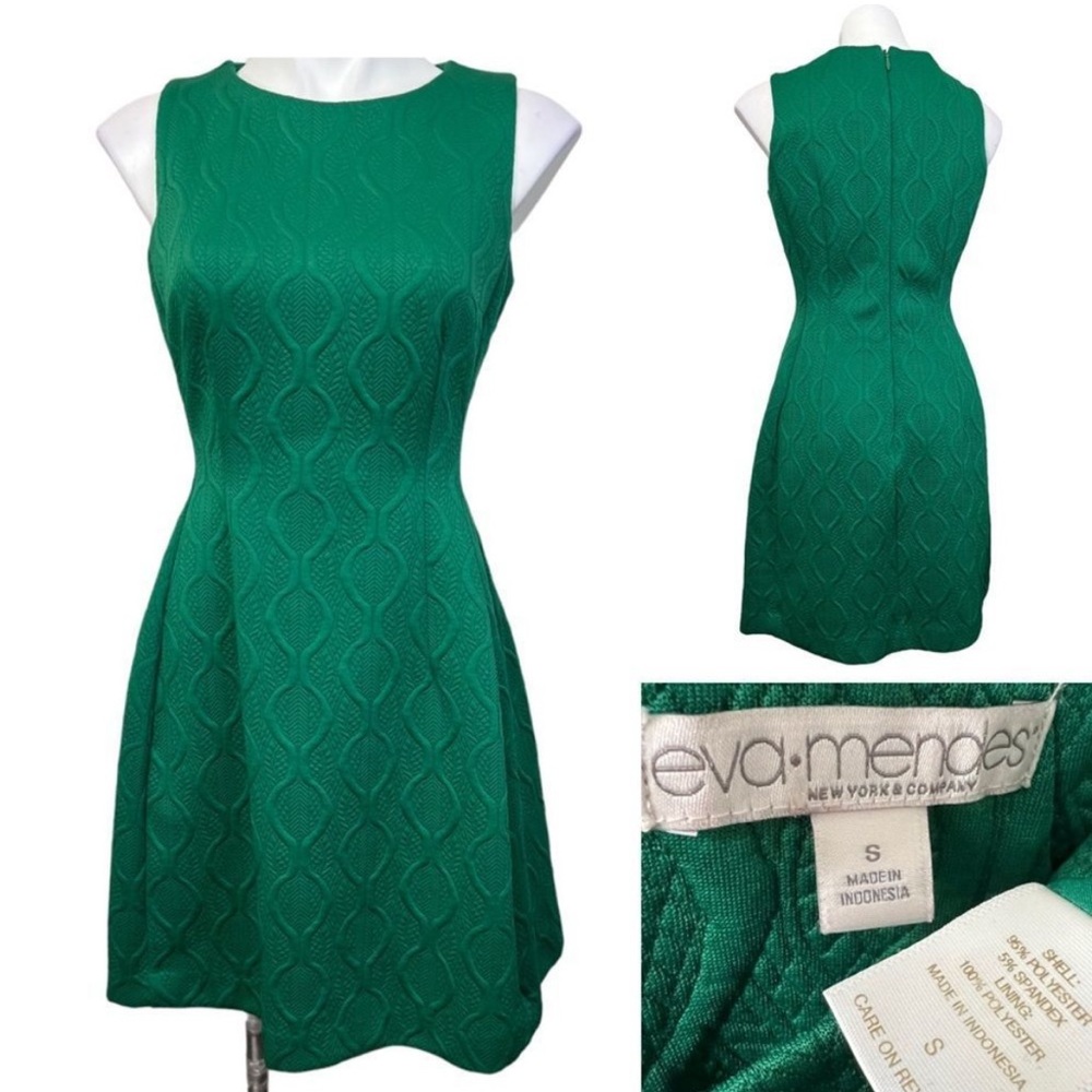 Eva Mendes Emerald Green Quilted Midi Dress